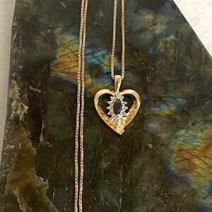 Ross-Simons Gold Vermeil Sterling Silver 925 Sapphire Heart Pendant Necklace 18"